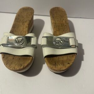 Michael Kors White and Silver Mules
